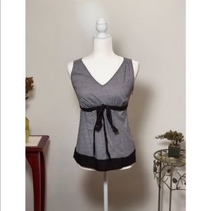 Ann Taylor Loft Striped Black & White Top w/ ties vintage 2000s